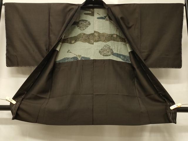 平和屋着物#男性 長羽織 紬地 霞文 正絹 逸品 未使用 CABD7967in