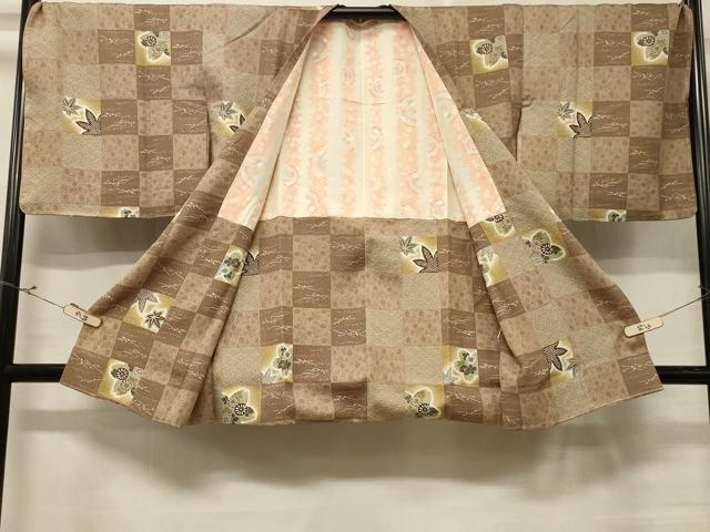 平和屋着物#道行コート 市松吉祥花文 暈し染め 正絹 逸品 未使用 CABD7978in