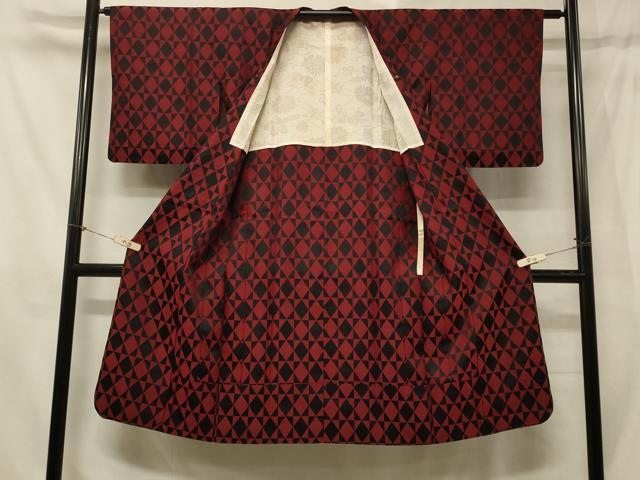 平和屋着物#道行コート 単衣 幾何学文様 ロング丈 正絹 逸品 CABD7991in
