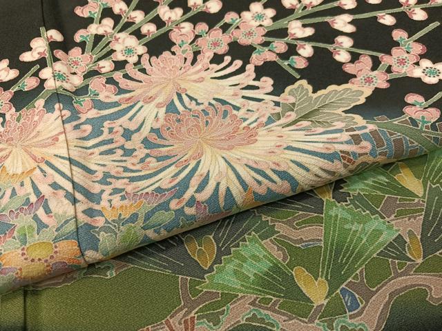 平和屋着物●本加賀友禅作家 魚津誠 黒留袖 乱菊 正絹 逸品 CABD8001vp