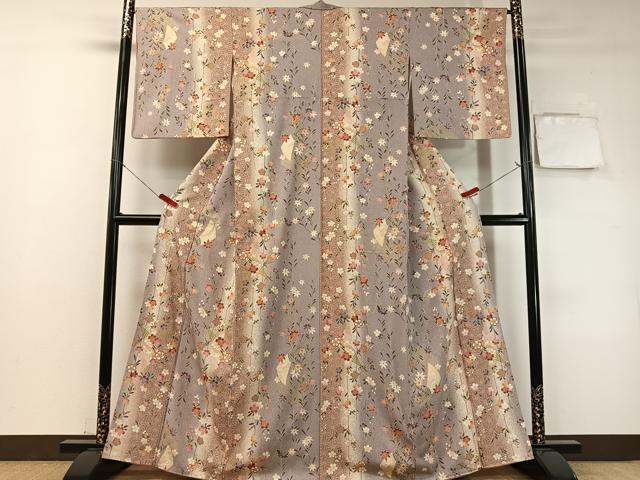 平和屋着物●上質な小紋 扇面枝垂れ桜 暈し染め 金彩 正絹 逸品 CABD8003vp