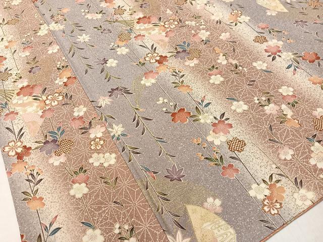 平和屋着物●上質な小紋 扇面枝垂れ桜 暈し染め 金彩 正絹 逸品 CABD8003vp