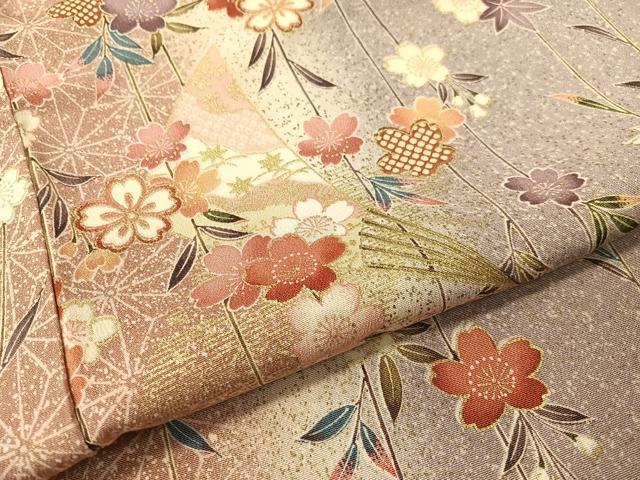 平和屋着物●上質な小紋 扇面枝垂れ桜 暈し染め 金彩 正絹 逸品 CABD8003vp