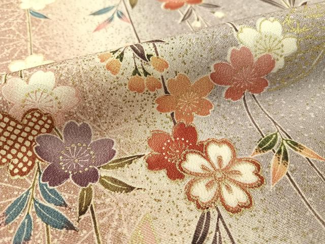 平和屋着物●上質な小紋 扇面枝垂れ桜 暈し染め 金彩 正絹 逸品 CABD8003vp