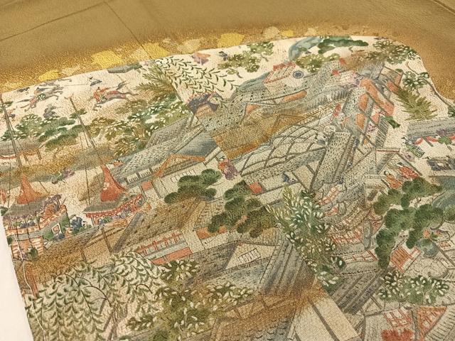 平和屋着物●訪問着 作家物 手描き 祇園祭 金彩 鬼しぼ縮緬 正絹 逸品 未使用 CABD8004vp