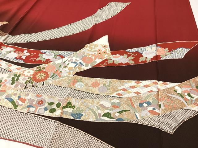 平和屋着物●豪華振袖 束ね熨斗花鳥蝶文 暈し染め 金銀彩 正絹 逸品 CABD8012vp