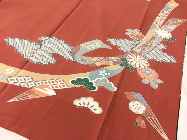平和屋着物●豪華振袖 束ね熨斗花鳥蝶文 暈し染め 金銀彩 正絹 逸品 CABD8012vp
