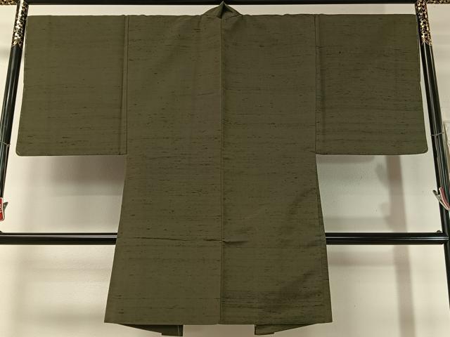 平和屋着物●男性 紬 アンサンブル 藍媚茶色 正絹 逸品 未使用 CABD8035vp