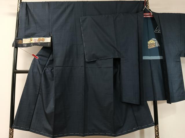 平和屋着物●男性 本場大島紬 アンサンブル 福太郎作 泥染め 100亀甲 総詰め 証紙付き 正絹 逸品 未使用 CABD8038vp