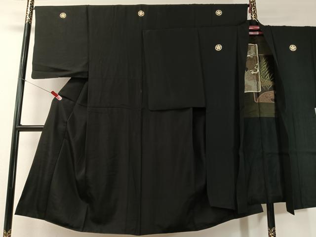 平和屋着物●男性 黒紋付・羽織セット 正絹 逸品 CABD8039vp