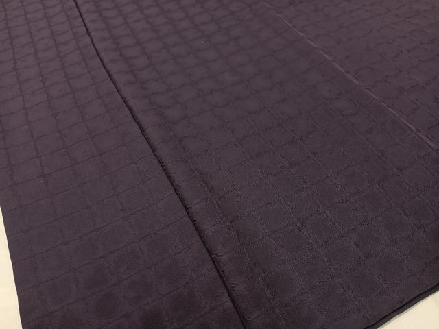 平和屋着物●上質な色無地 格子地紋 深紫色 正絹 逸品 CABD8070vp