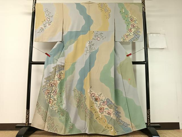 平和屋着物●訪問着 作家物 道長更紗唐草文 金彩 正絹 逸品 未使用 CABD8078vp