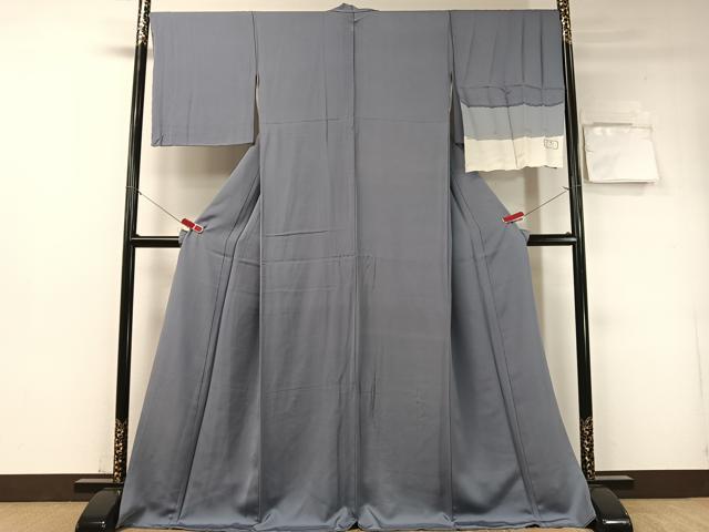 平和屋着物●上質な色無地 寿光織 薄花色 反端付き ロング丈 正絹 逸品 未使用 CABD8095vp