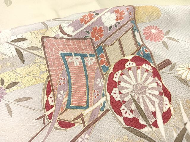 平和屋着物●訪問着 御所車花文 暈し染め 金彩 正絹 逸品 未使用 CABD8106vp