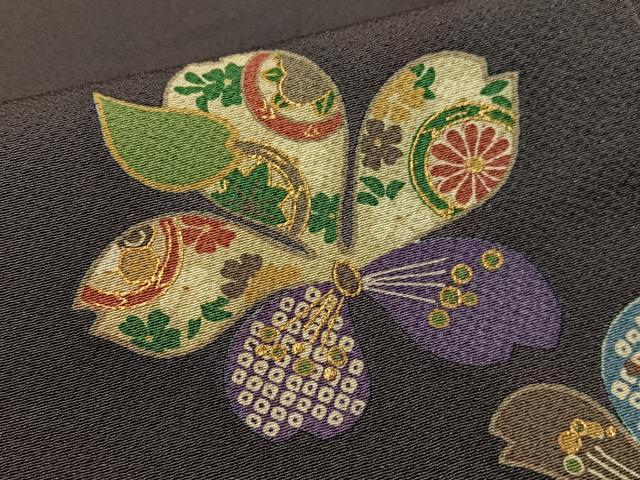 平和屋着物●上質な小紋 舞花文 金彩 正絹 逸品 CABD8107vp