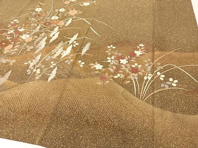平和屋着物●訪問着 寿光織 群れ鶴花文 たたき染め 金彩 正絹 逸品 CABD8108vp
