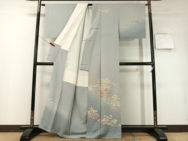 平和屋着物●訪問着 作家物 駒刺繍 松竹梅御所解文 暈し染め 金彩 正絹 逸品 未使用 CABD8109vp
