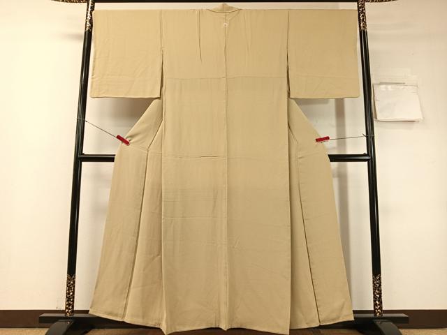 平和屋着物●上質な色無地 白橡色 正絹 逸品 CABD8112vp