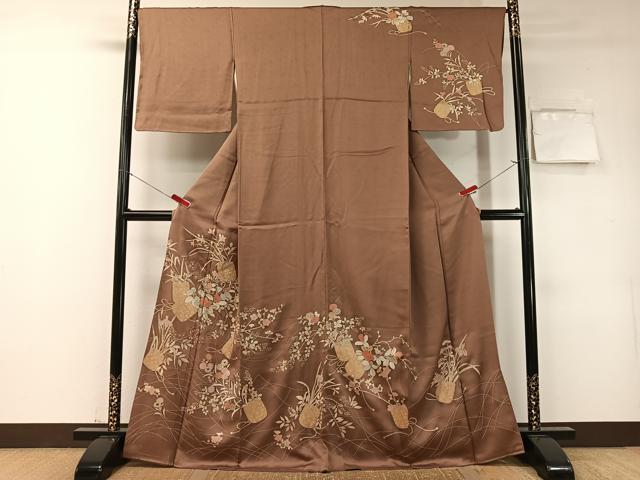 平和屋着物●訪問着 花篭文 金彩 正絹 逸品 CABD8127vp