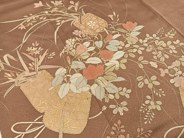 平和屋着物●訪問着 花篭文 金彩 正絹 逸品 CABD8127vp