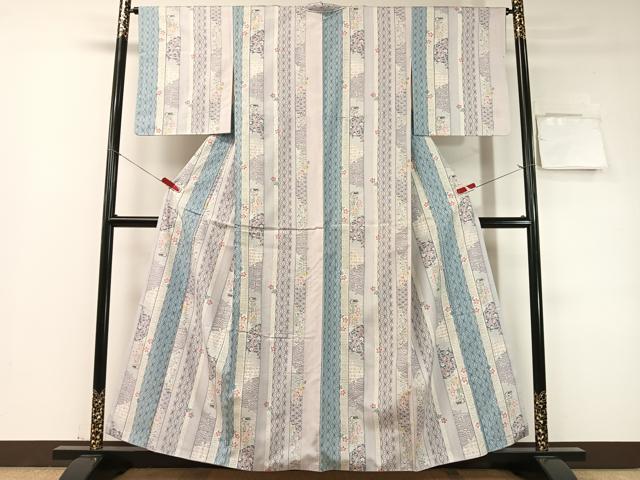 平和屋着物●小千谷紬 80亀甲 天女 正絹 逸品 CABD8134vp