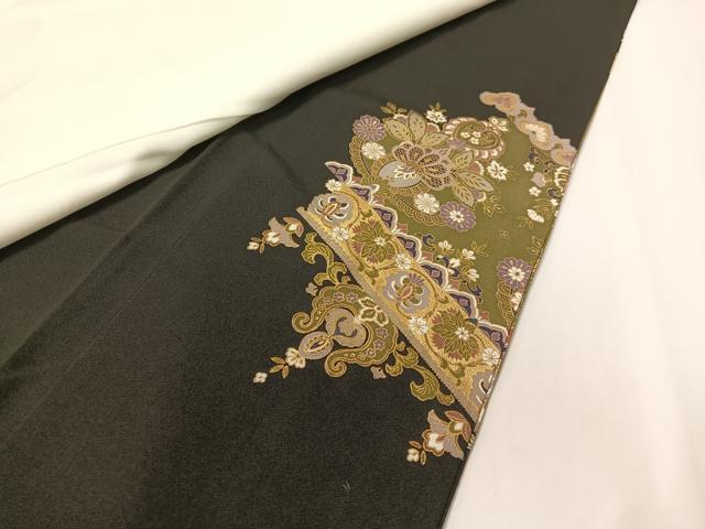 平和屋着物●豪華黒留袖 刺繍 正倉院鳳凰更紗 暈し染め 金彩 正絹 逸品 CABD8150vp