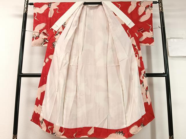 平和屋着物●アンティーク 大正ロマン 長襦袢 袷 群れ鶴 正絹 逸品 CABD8164vp