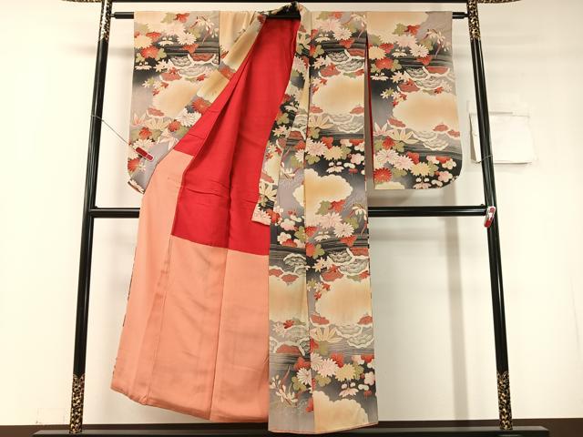 平和屋着物●アンティーク 大正ロマン 小紋 雲取り松竹梅 暈し染め 正絹 逸品 CABD8173vp