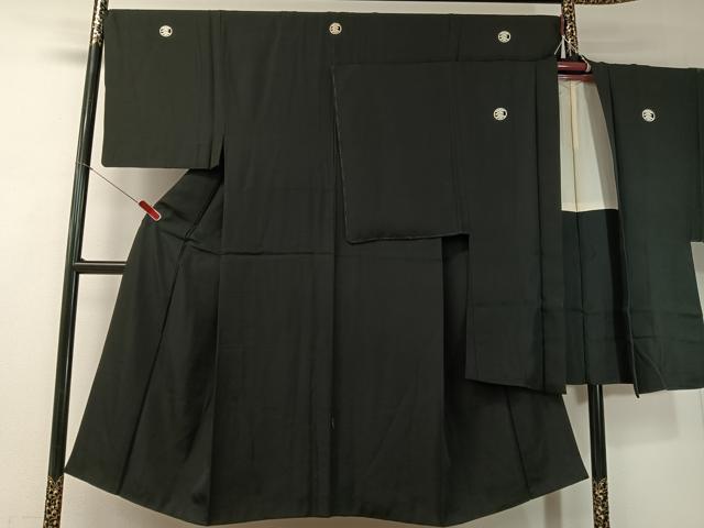 平和屋着物●男性 黒紋付・羽織セット 正絹 逸品 CABD8189vp