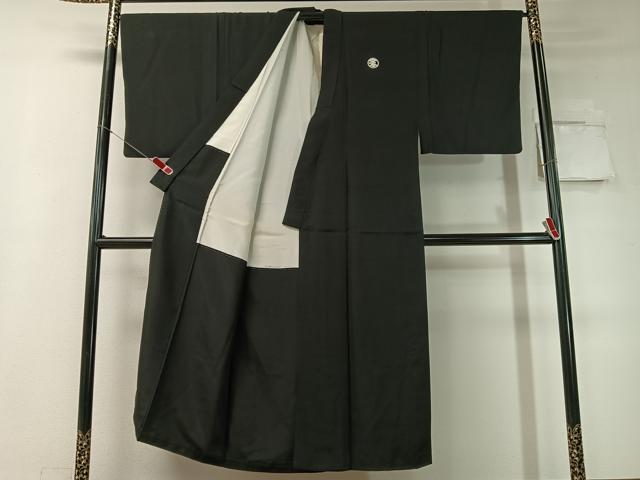 平和屋着物●男性 黒紋付・羽織セット 正絹 逸品 CABD8189vp