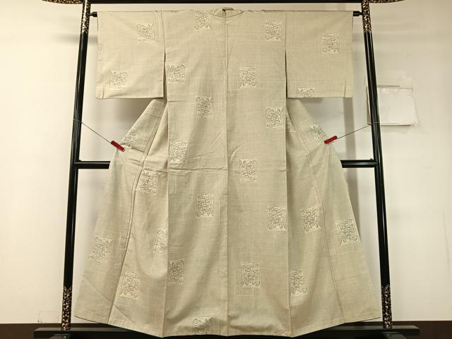 平和屋着物●本場大島紬 白大島 7マルキ 色紙風景文 正絹 逸品 CABD8200vp