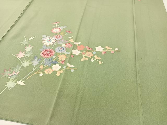 平和屋着物●本加賀友禅作家 押田正義 訪問着 枝花文 正絹 逸品 CABD8201vp