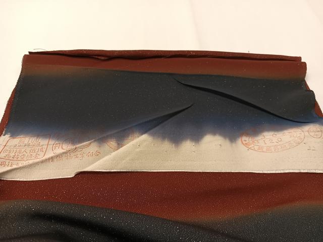 平和屋着物●水野正夫 小紋 横段文 暈し染め 銀通し地 仮絵羽 正絹 逸品 未使用 CABD8219vp