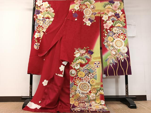 平和屋着物●豪華振袖 型染め京友禅 駒刺繍 松竹梅花文 暈し染め 金彩 上代38万 仮絵羽 逸品 未使用 CABD8220vp
