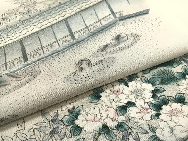 平和屋着物▼訪問着 刺繍 手描き 枯山水 暈し染め 正絹 逸品 CABD8232vp