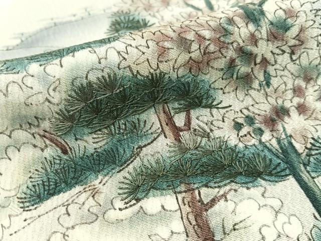 平和屋着物▼訪問着 刺繍 手描き 枯山水 暈し染め 正絹 逸品 CABD8232vp