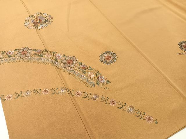 平和屋着物▼訪問着 総刺繍 鳳凰更紗丸文 金糸 正絹 逸品 CABD8239vp
