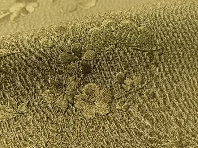 平和屋着物▼無地絵羽訪問着 総刺繍 松竹梅 海松色 正絹 逸品 CABD8243vp