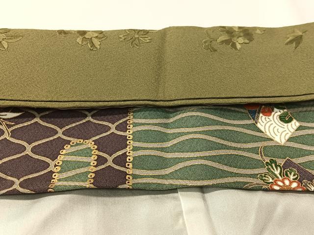 平和屋着物▼無地絵羽訪問着 総刺繍 松竹梅 海松色 正絹 逸品 CABD8243vp