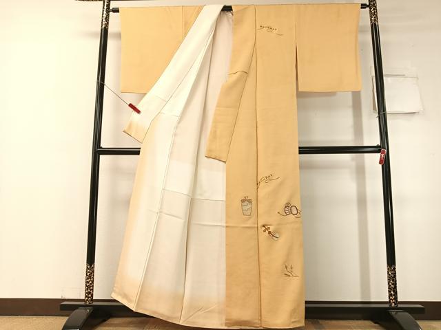 平和屋着物▼訪問着 総刺繍 駒刺繍 楽器 陶器 金銀糸 正絹 逸品 CABD8253vp