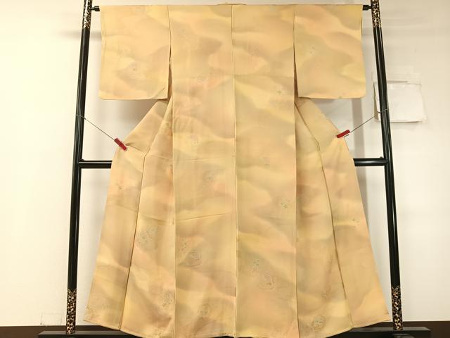 平和屋着物▼上質な小紋 地紋起こし 霞陶器花文 暈し染め 正絹 逸品 CABD8260vp