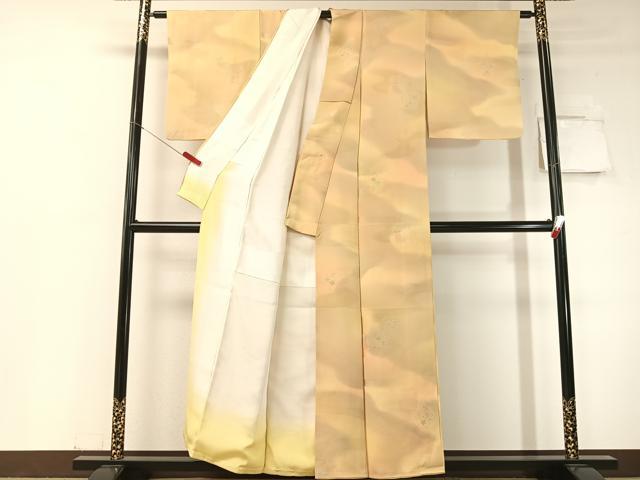 平和屋着物▼上質な小紋 地紋起こし 霞陶器花文 暈し染め 正絹 逸品 CABD8260vp