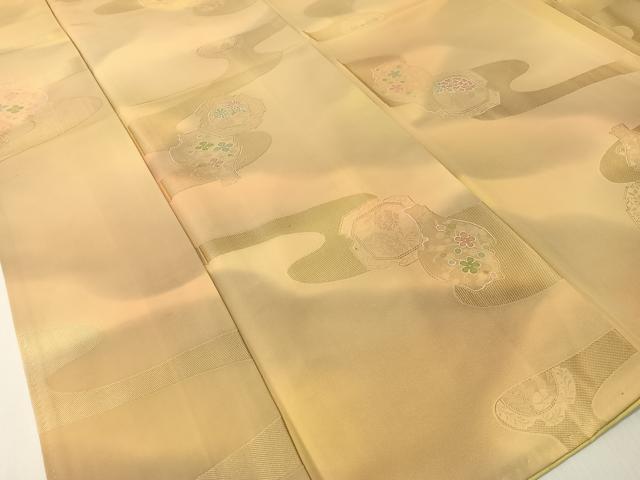 平和屋着物▼上質な小紋 地紋起こし 霞陶器花文 暈し染め 正絹 逸品 CABD8260vp
