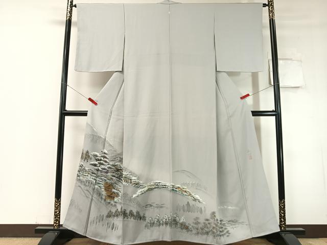 平和屋着物▼豪華色留袖 作家物 手描き 雪景色 暈し染め 金彩 正絹 逸品 CABD8287vp