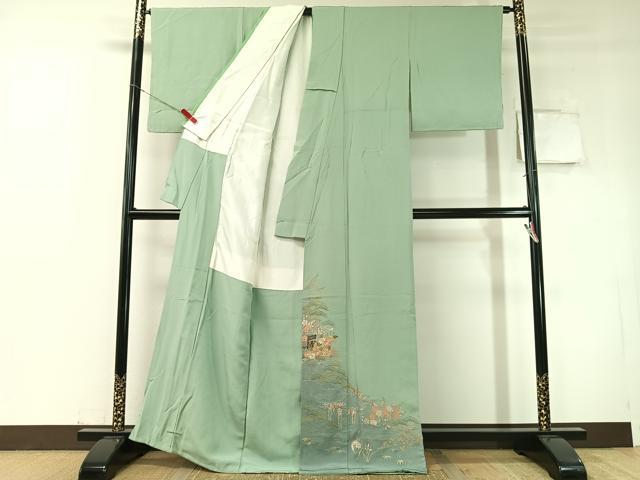 平和屋着物▼豪華色留袖 総刺繍 駒刺繍 雲取り松竹梅花文 暈し染め 金銀糸 正絹 逸品 未使用 CABD8299vp