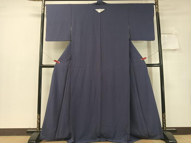平和屋着物●上質な色無地 作家物 紺藍色 正絹 逸品 未使用 CABD8323vp