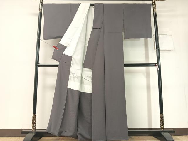平和屋着物●上質な色無地 褐色 正絹 逸品 CABD8349vp