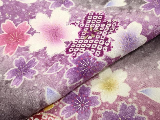 平和屋着物●豪華振袖 絞り 雪輪舞桜花文 暈し染め 金彩 銀通し地 京都きもの友禅扱い 正絹 逸品 CABD8818gh