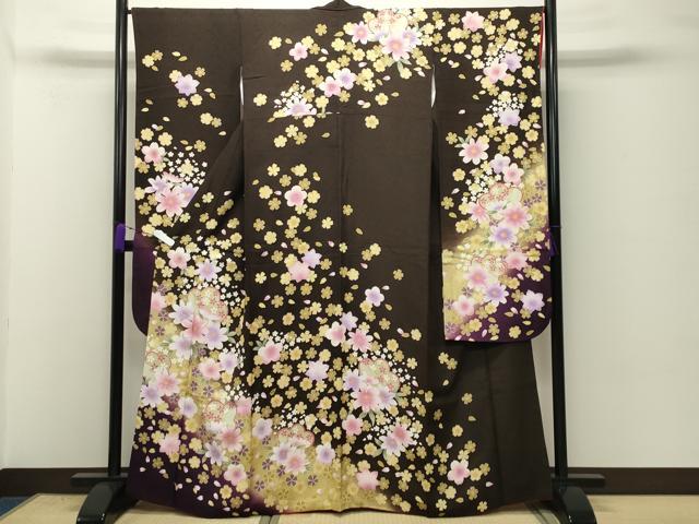 平和屋着物●豪華振袖 刺繍 舞桜花文 暈し染め 金彩 正絹 逸品 CABD8819gh
