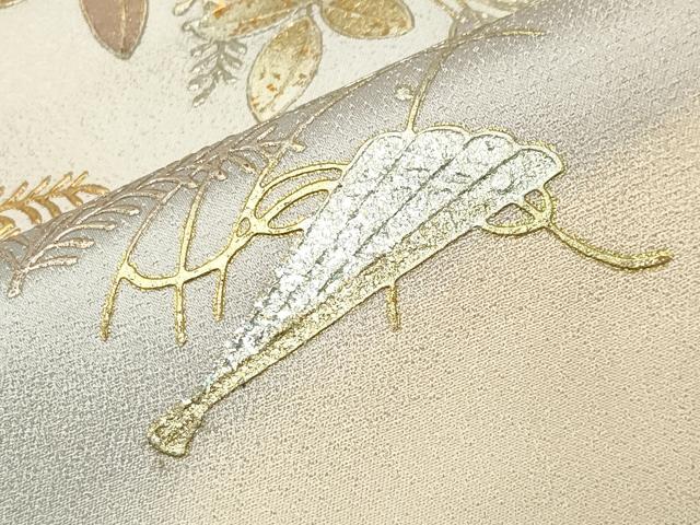 平和屋着物●金彩友禅 卓越技能者・名工・和田光正 訪問着 檜扇花文 暈し染め 金銀彩 正絹 逸品 未使用 CABD8829gh